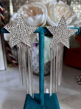 Saint Laurent Silver Star Clip Earrings